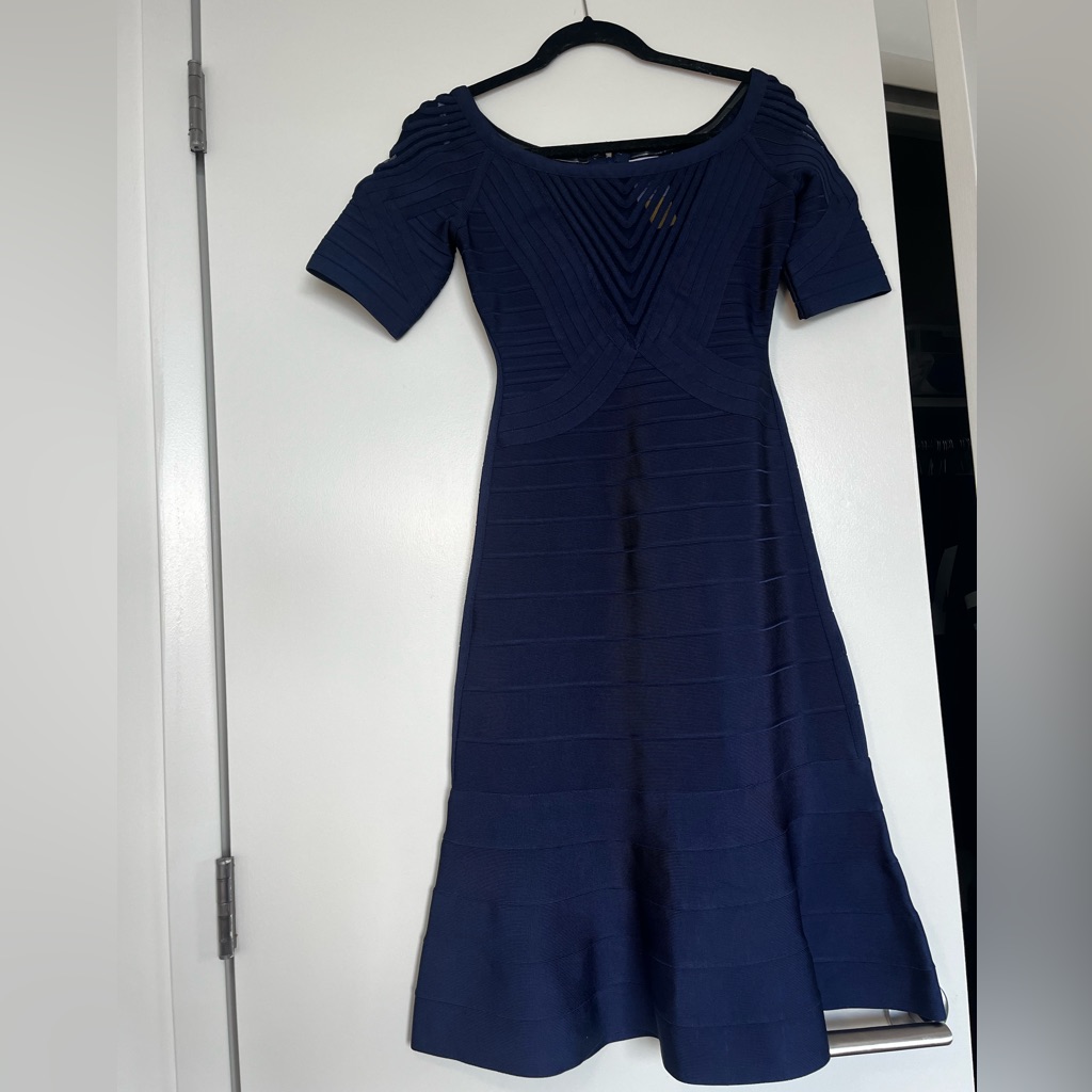 Herve Leger Bandage Midi Dress With Flare Hem Nwot
